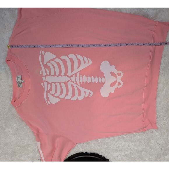 Wildfox Inside Out Baggy Beach Sweatshirt Pink and White Size M - Picture 11 of 15